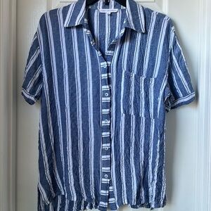 Jane and Delancey Navy and White Striped Blouse